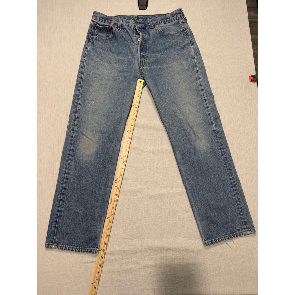 Vintage 90s Levi's 501 Mens Made in USA Blue Straight Leg Button Fly Jeans 35x32